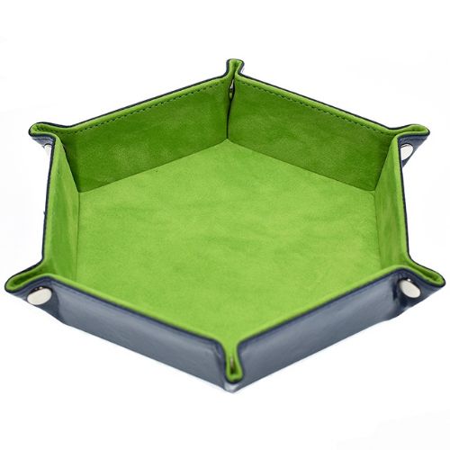 Light Green Hexagon Leather Folding Dice Tray